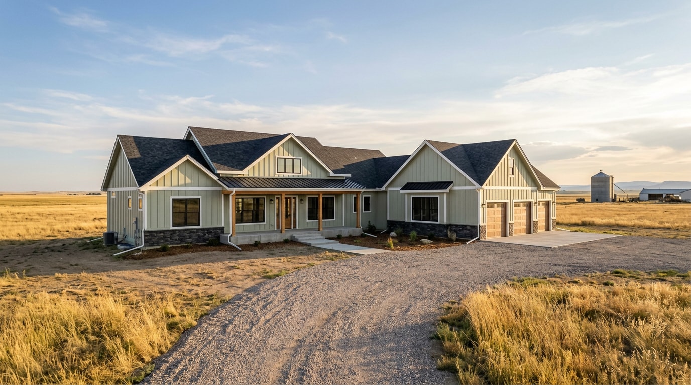 Completed design-build custom home on a rural lot near Brush, Colorado Completed design-build custom home on a rural lot near Brush, Colorado