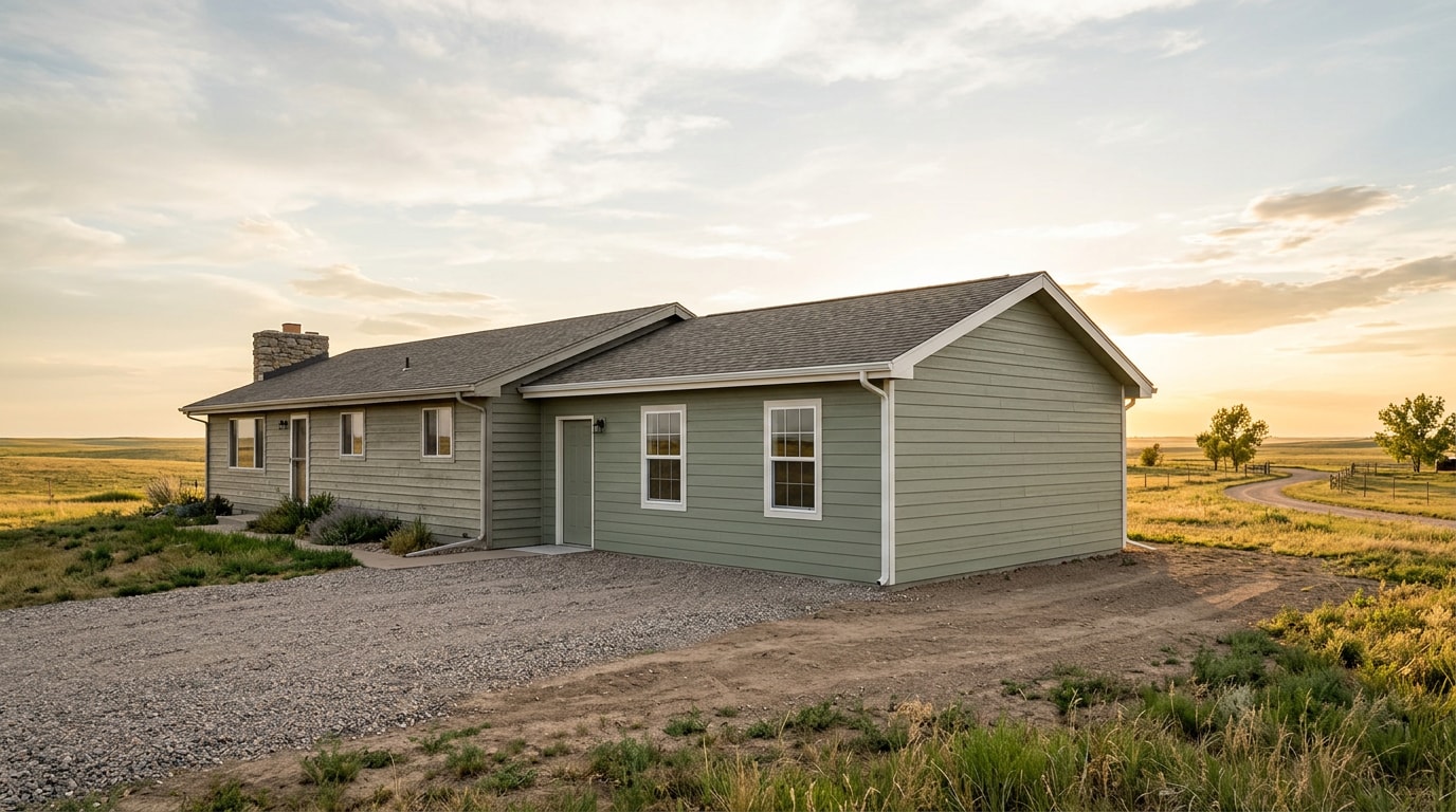 New home addition attached to a ranch house in Brush, Colorado with matching siding and roofline New home addition attached to a ranch house in Brush, Colorado with matching siding and roofline