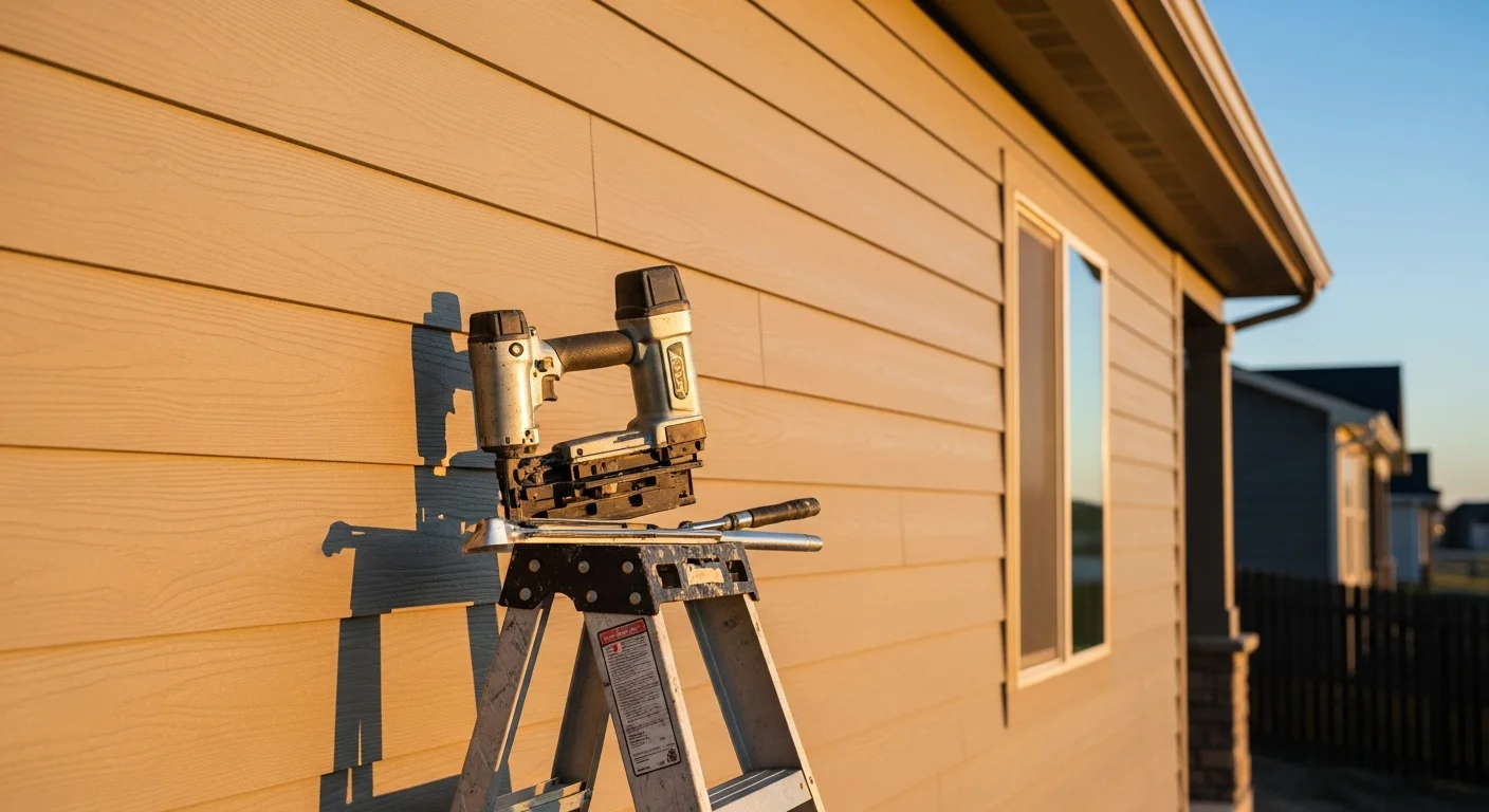 Siding contractor installing new siding on residential exterior
