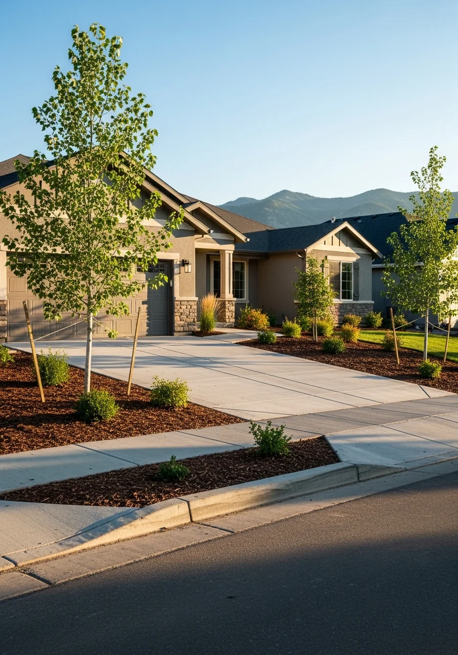 Street-level view of a Brighton home with landscaping and driveway typical of the area's newer developments.
