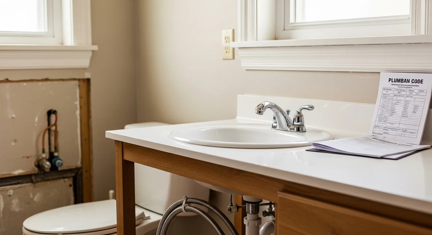 A newly installed white porcelain sink and brushed-nickel faucet set in a remodeled bathroom of a single-family home in Fort Morgan, Colorado. Clean supply lines and a finished vanity cabinet are visible below the fixture.